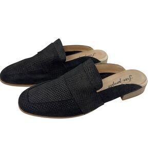 Free People At Ease Embossed Loafer Mules Size 39.5/8.5 Slip On Suede Square Toe